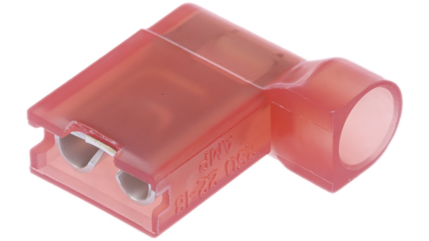 TE Connectivity Ultra-Fast .250 Red Insulated Female Spade Connector, Flag Terminal, 6.35 x 0.81mm Tab Size, 0.3mm² to