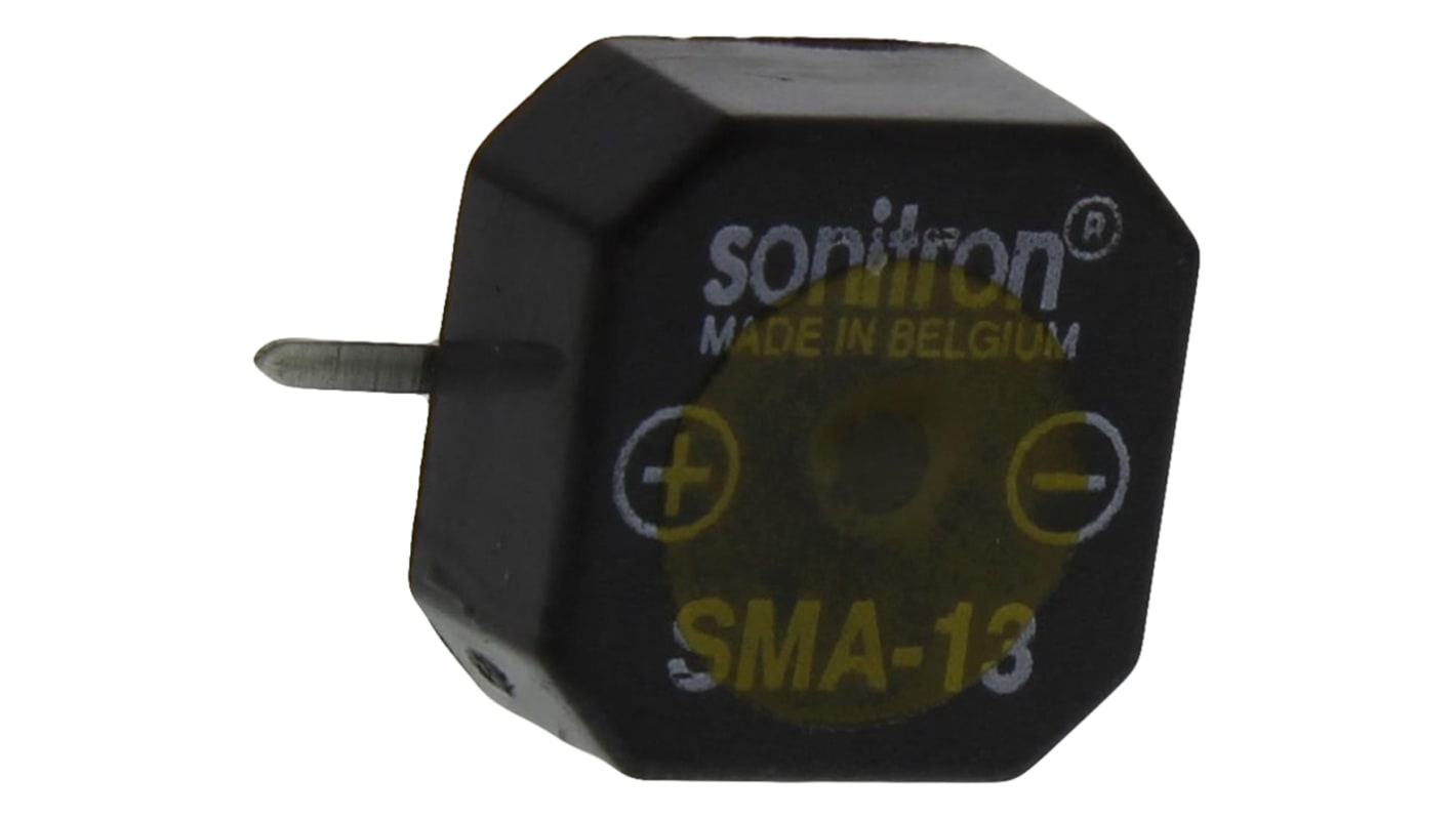 Sonitron 75dB SMD Continuous Internal Piezo Buzzer, 14 x 14 x 6.5mm, 1.5V dc Min, 24V dc Max