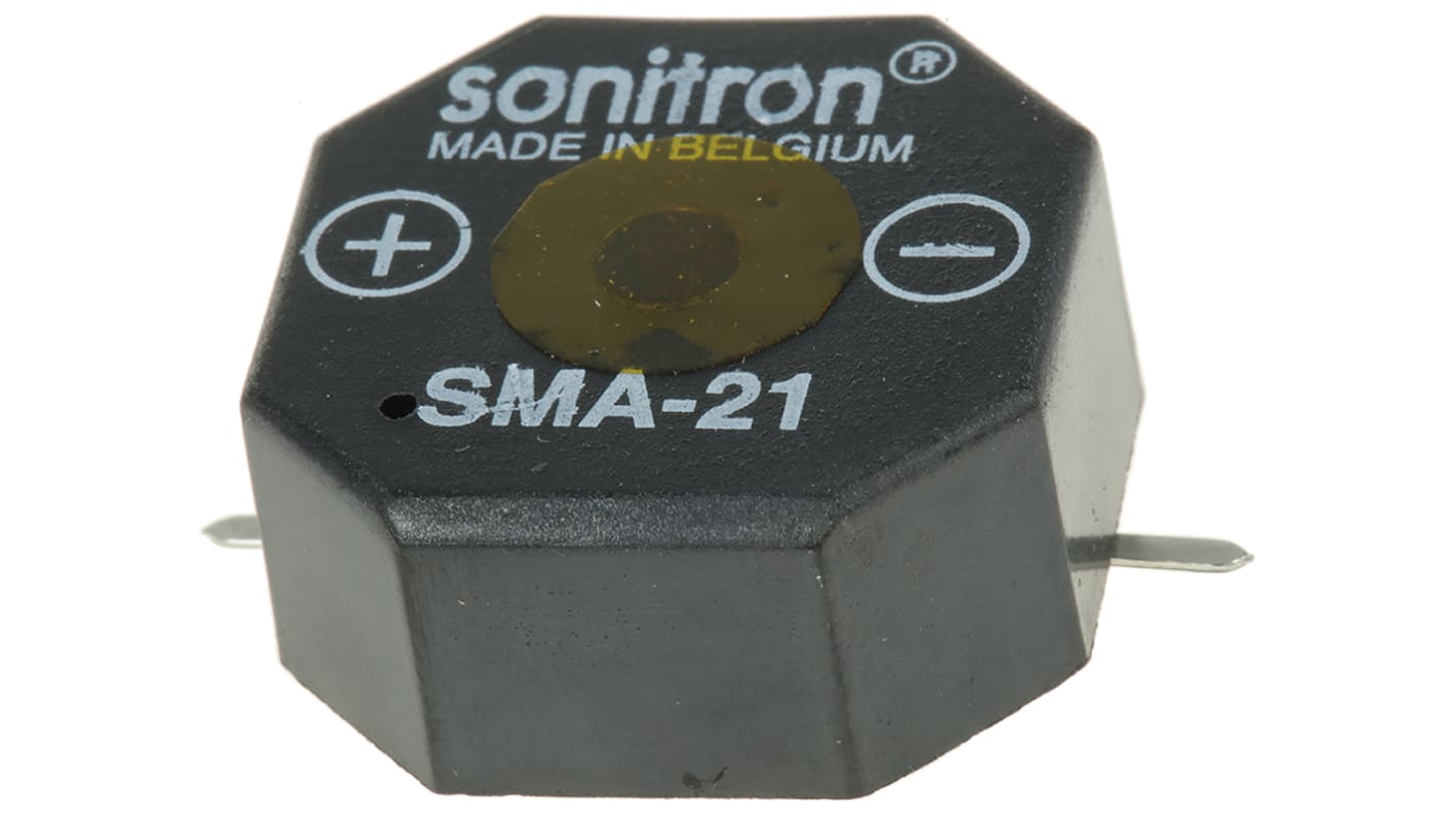 Sonitron 85dB SMD Continuous Internal Buzzer, 21 x 21 9.5mm, 1.5V dc Min, 24V dc Max