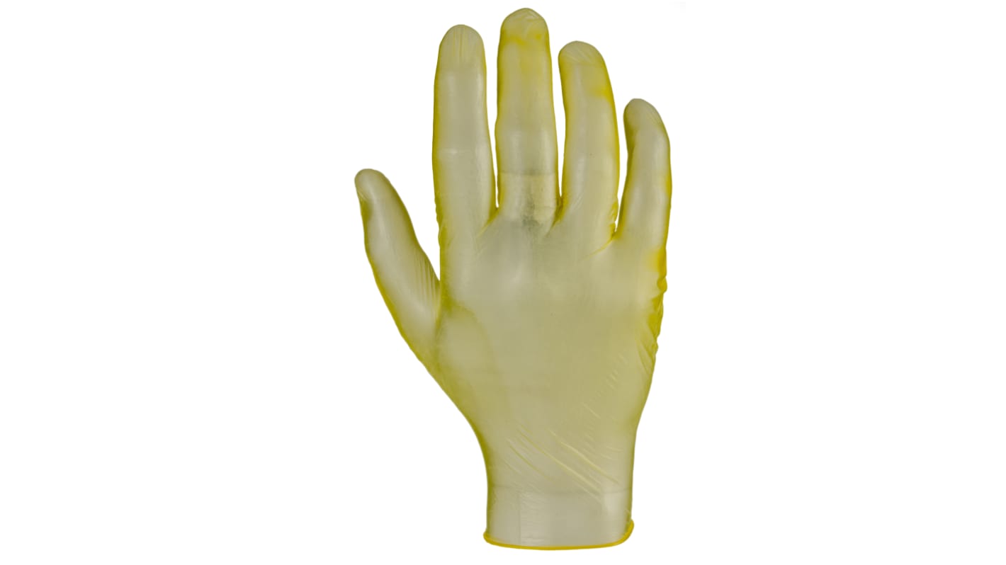 RS PRO Yellow Powdered Vinyl Disposable Gloves, Size M, Food Safe, 100 per Pack