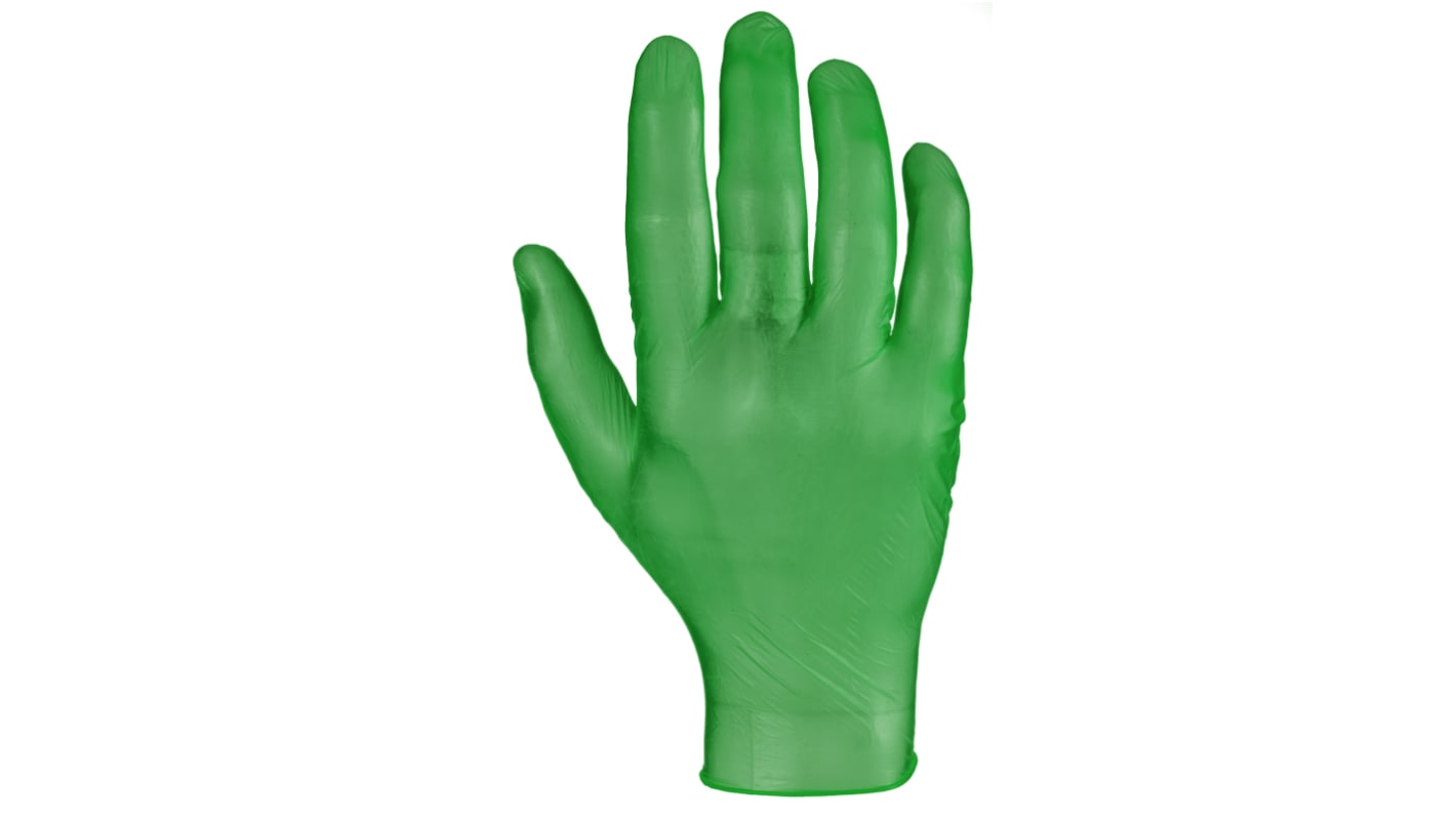 RS PRO Green Powdered Vinyl Disposable Gloves, Size L, 100 per Pack
