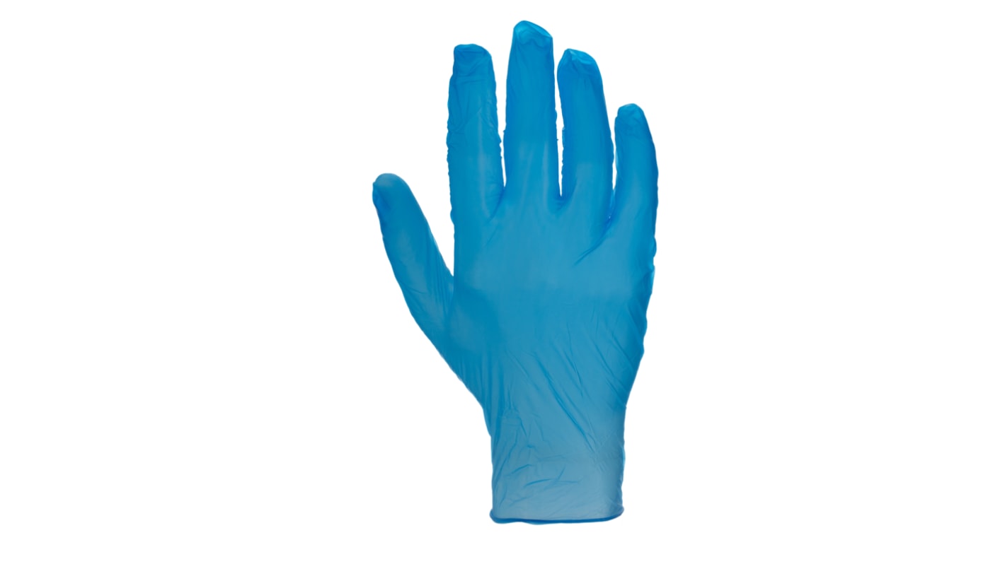 RS PRO Blue Powder-Free Vinyl Disposable Gloves, Size L, Food Safe, 100 per Pack