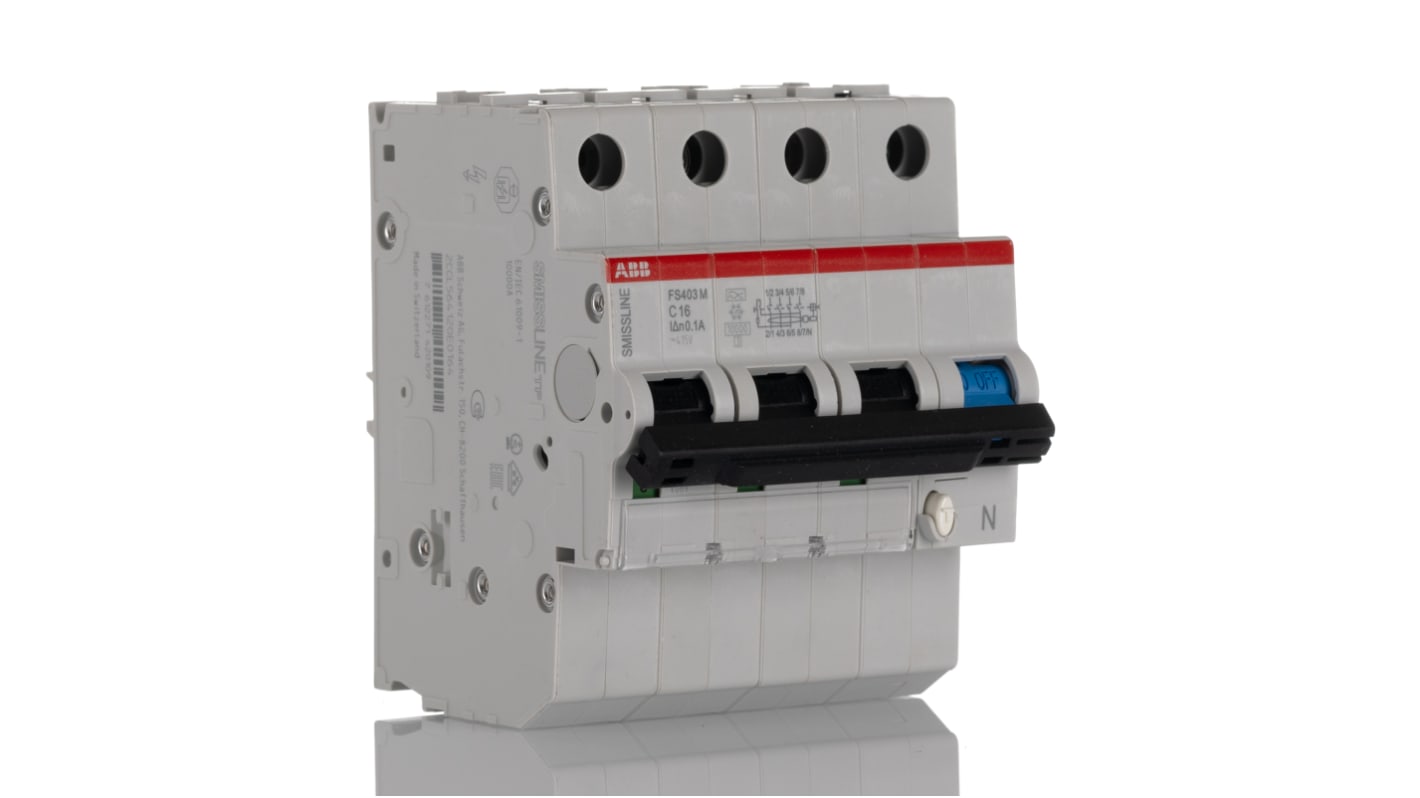 2CCL564120E0164 FS403 M-C16/0.1 RCBO | ABB RCCB, 16A, 4 Pole, 100mA ...
