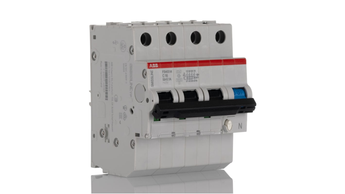 ABB RCCB, 16A, 4 Pole, 100mA, Type C, 415V ac