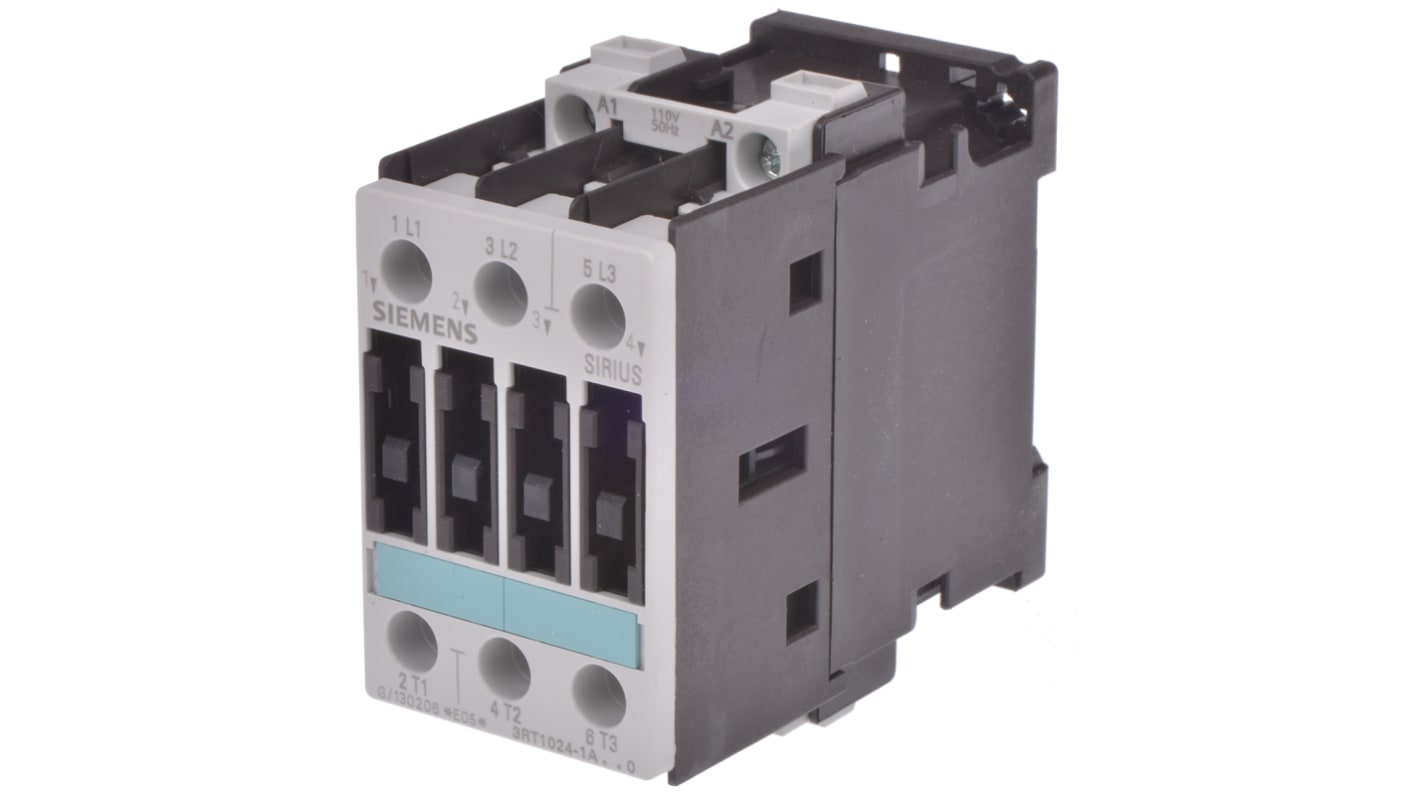 Siemens 3RT1 Series Contactor, 110 V ac Coil, 3-Pole, 12 A, 5.5 kW, 3NO, 400 V ac