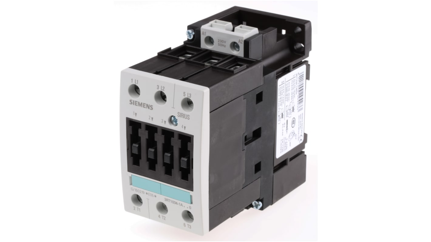 Siemens 3RT1 Series Contactor, 230 V ac Coil, 3-Pole, 32 A, 15 kW, 3NO, 400 V ac