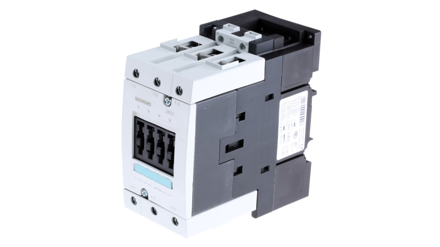 Contattore Siemens, serie 3RT1, 3 poli, 3 NA, 80 A, 37 kW, bobina 110 V c.a.