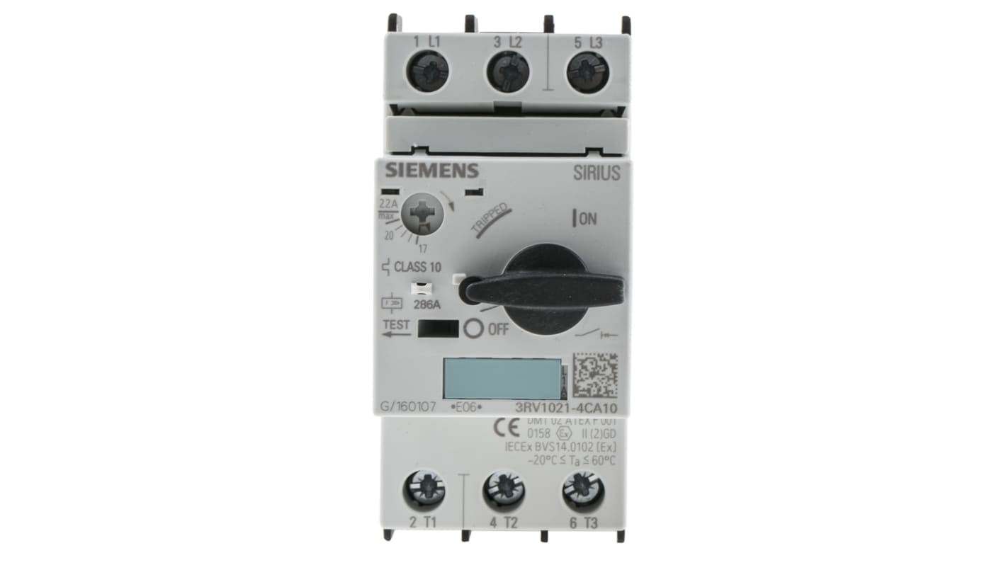 Siemens Sirius Innovation 690 V Motor Protection Circuit Breaker - 3P Channels, 17 → 22 A, 50 kA