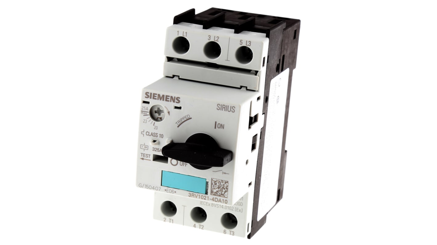 Interruttore protezione motori 3P Siemens 3RV1021-4DA10 serie 3RV1, 20 → 25 A, interruzione 50 kA, 690 V