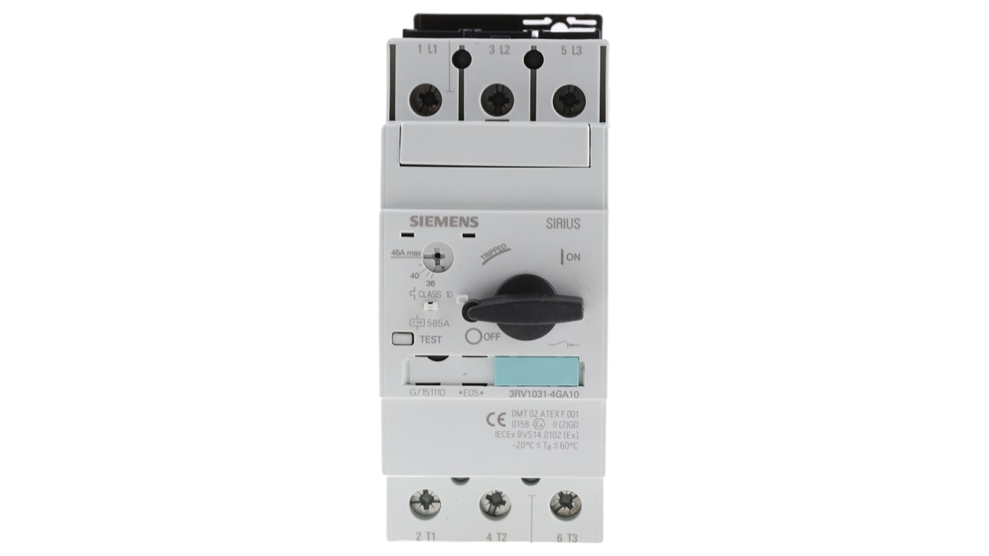 Siemens Sirius Innovation 690 V Motor Protection Circuit Breaker - 3P Channels, 36 → 45 A, 4 kA