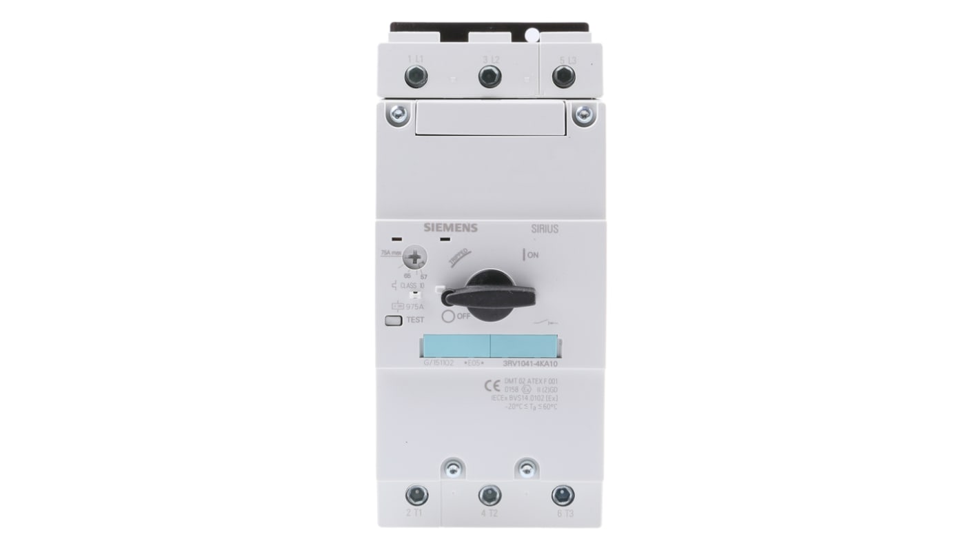 Siemens Sirius Innovation 690 V Motor Protection Circuit Breaker - 3P Channels, 57 → 75 A, 50 kA