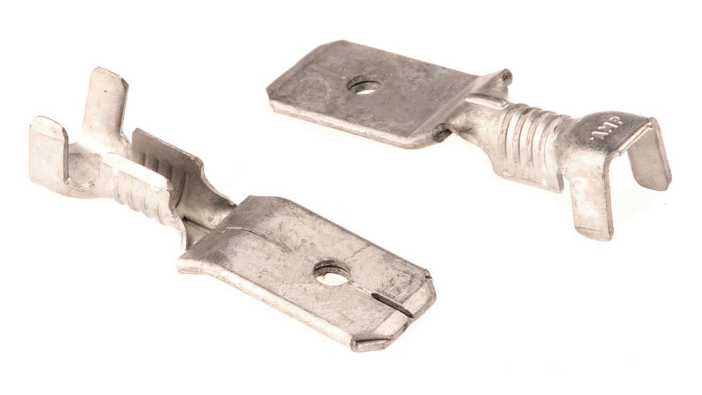 TE Connectivity FASTON .250 Flachsteckhülse, Unisoliert, 6.3 x 0.8mm, Stecker, 0.8mm² - 2mm², 18AWG min