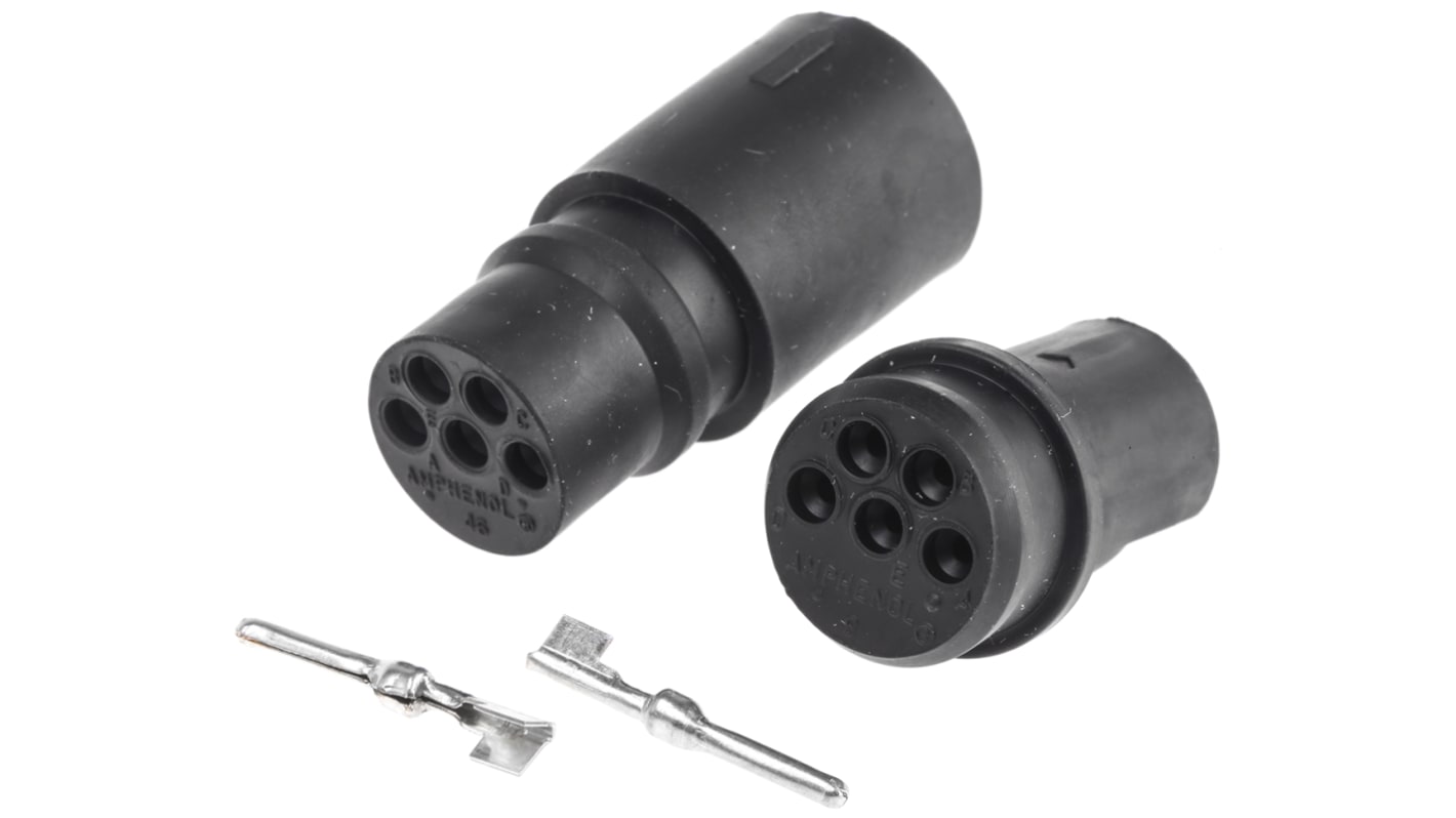 Amphenol Connector, 5 Contacts, Cable Mount, Plug and Socket, Male and Female Contacts, 44 Series