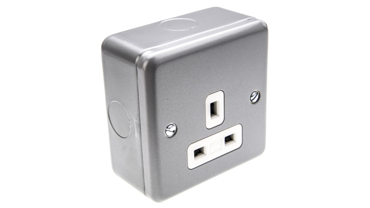 MK Electric Grey 1 Gang Plug Socket, 13A, Type G - British, Indoor Use