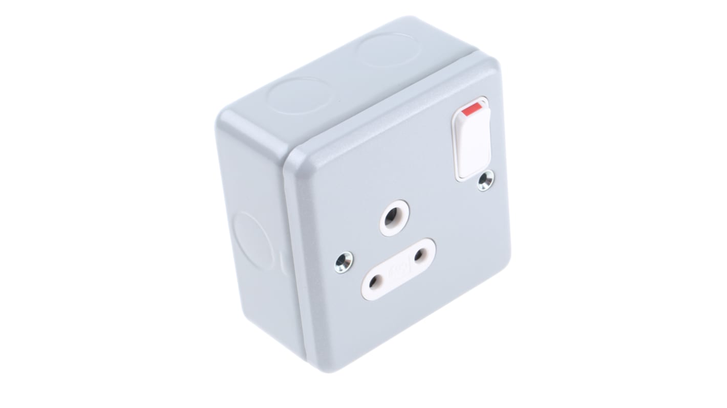 K2871 ALM MK Electric Grey 1 Gang Plug Socket, 2 Poles, 5A, Indoor