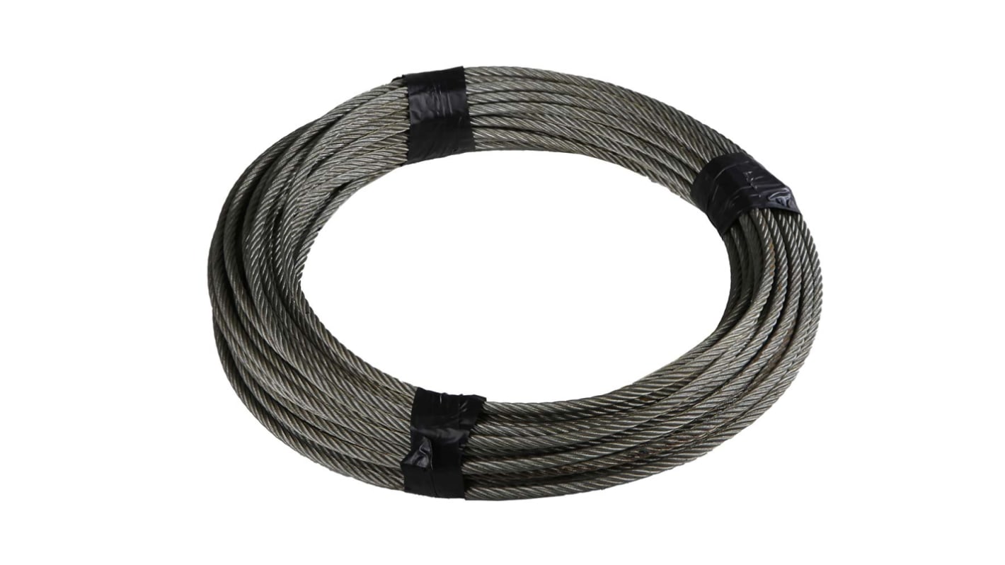 Câble métallique RS PRO en Métal galvanisé, câble 10 mm x 50m, 1390kg