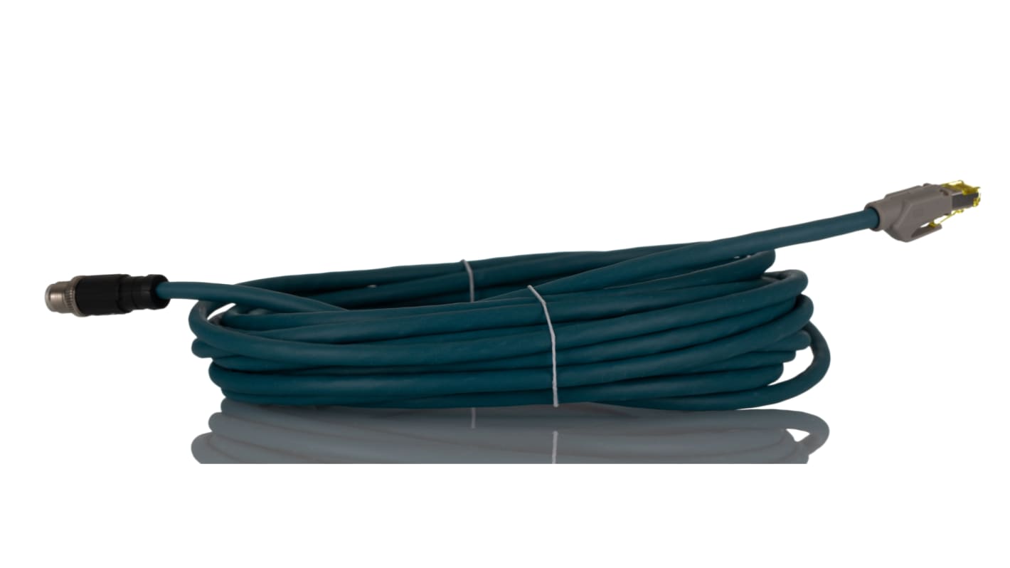 Cable Phoenix Contact, con. A M12 Hembra, 8 polos, con. B RJ45 Macho, 8 polos, cod.: X, long. 10m, 48 V ac, 500 mA, IP67