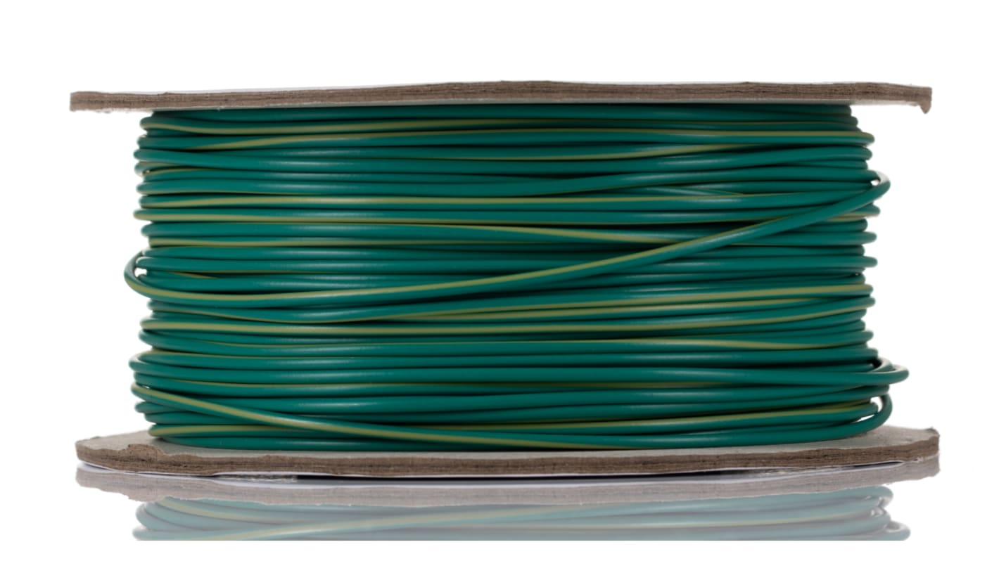 Cable de conexión RS PRO, área transversal 0,5 mm² Filamentos del Núcleo 1/0,8 mm Verde/Amarillo, long. 100m, 20 AWG