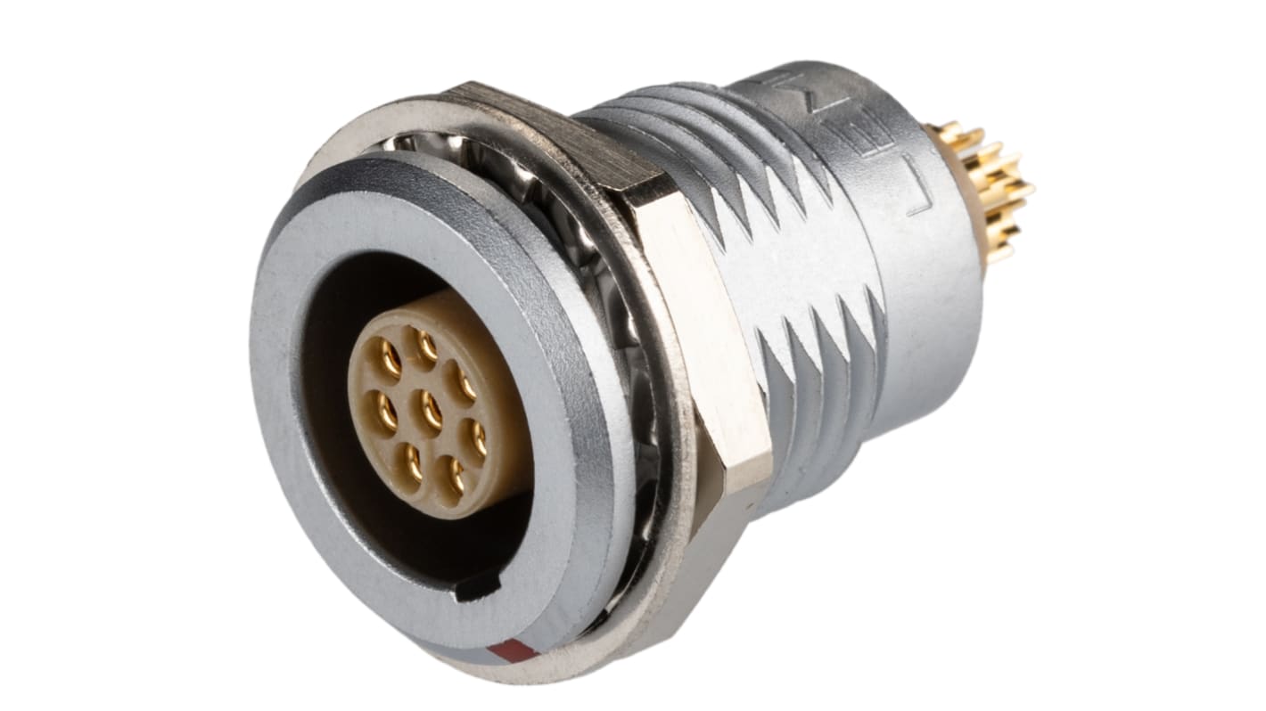 Lemo Circular Connector, 8 Contacts, Panel Mount, Socket, Female, IP50, 1B Series