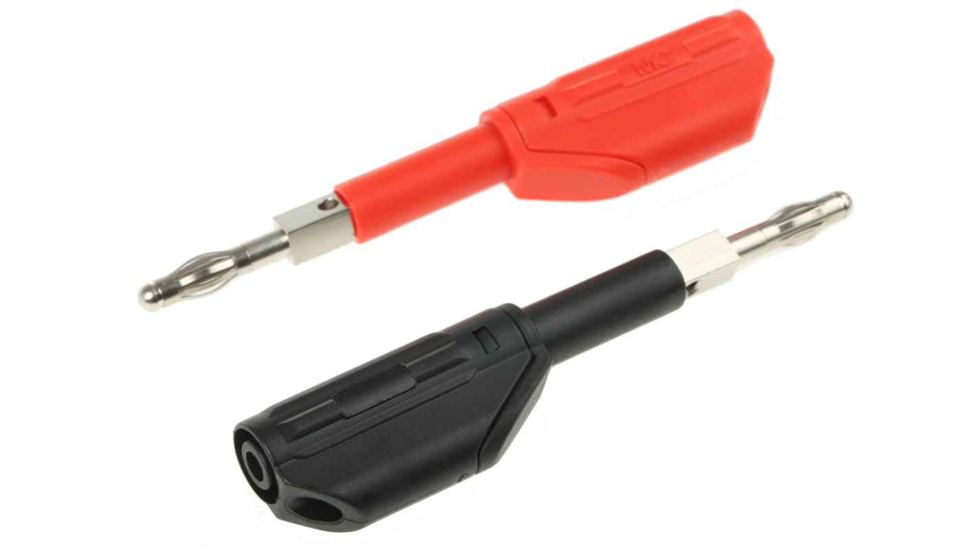 Stäubli 4 mm Bananenstecker Schwarz, Rot, Kontakt vernickelt, 600V / 32A, Schraubanschluss