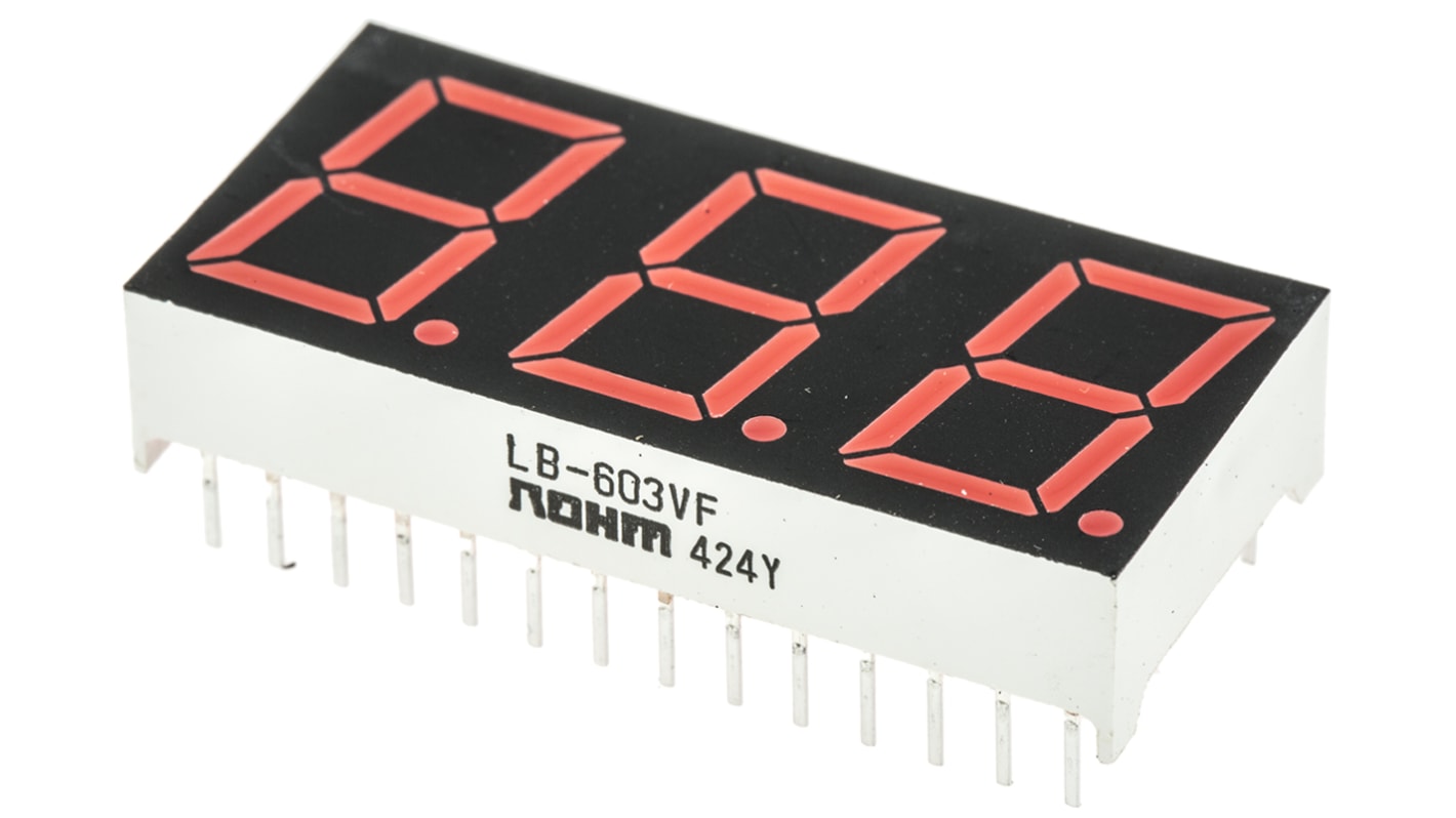 ローム LEDディスプレイ, 3桁, 赤, 数字表示器, 7セグメント, LB-603VF | RS