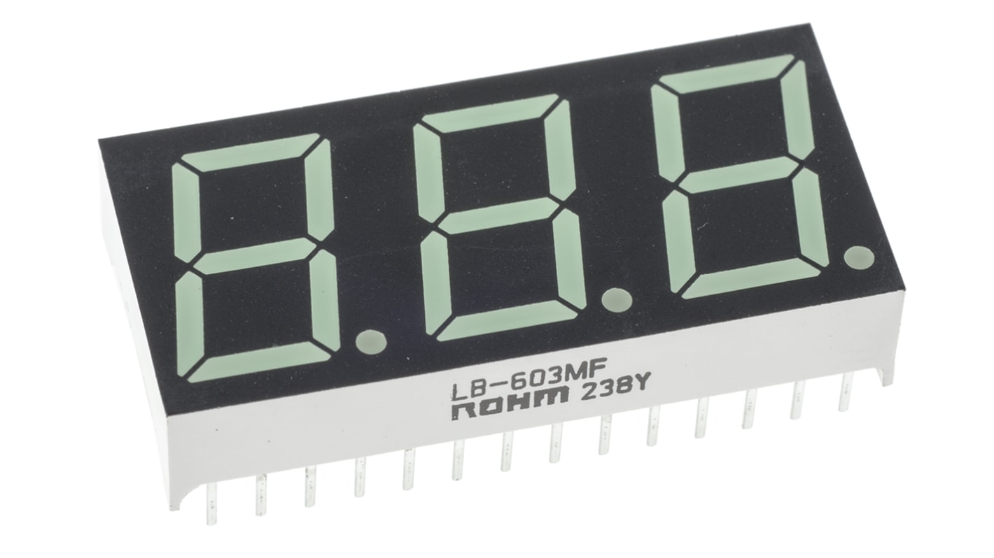 ROHM LED-Anzeige 7-Segment 3-Digit, Grün 563 nm Zeichenbreite 4mm Zeichenhöhe 14.2mm Durchsteckmontage