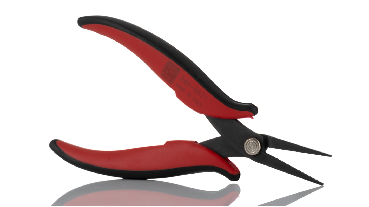 RS PRO Flat Nose Pliers, 160 mm Overall, Straight Tip, 28mm Jaw