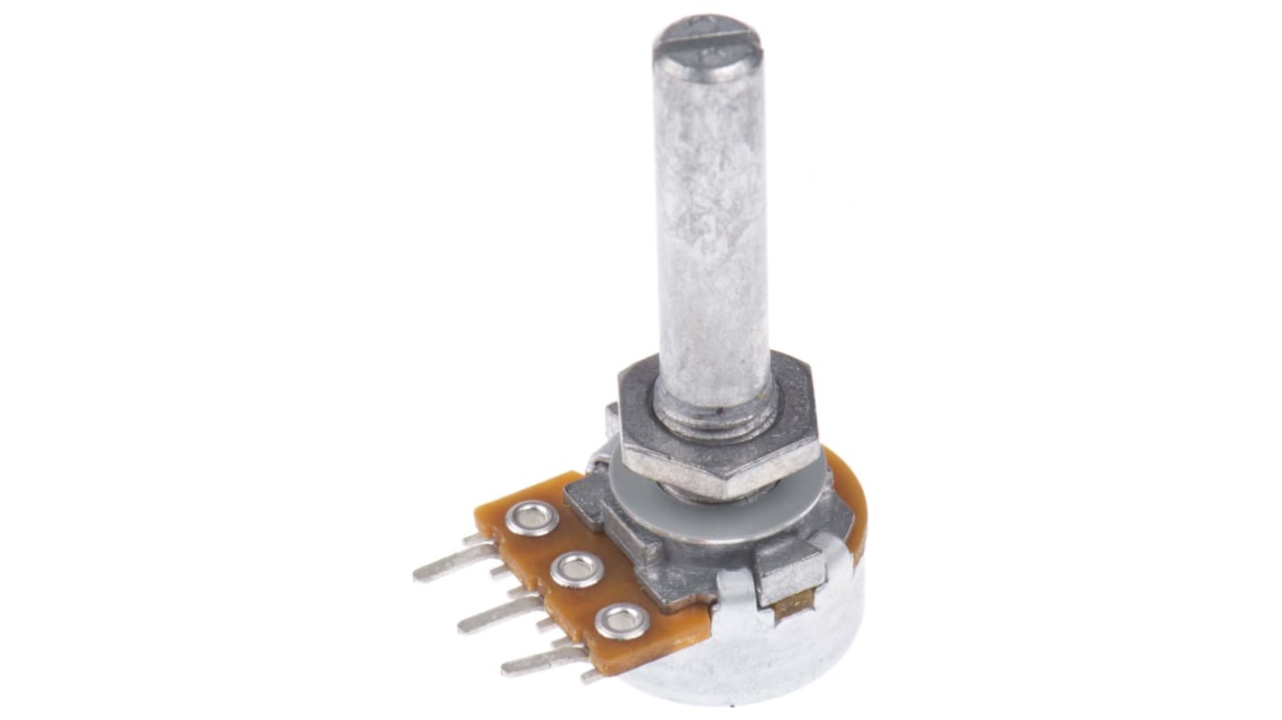 Alps Alpine RK1631110TV8, Dreje Kulfilmpotentiometer, 6 mm aksel, Panelmontering, Hulmontering, 50kΩ, ±20%, 0.05W