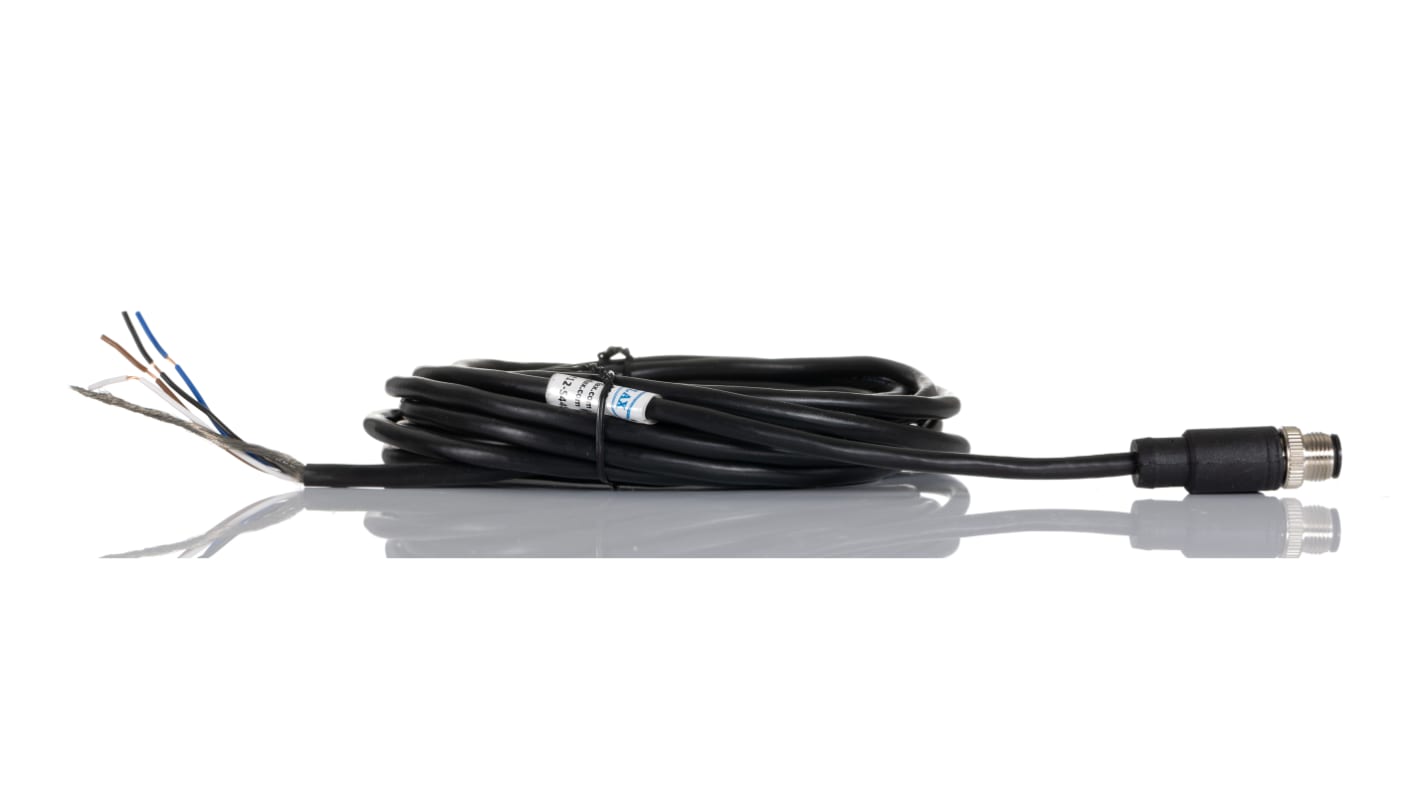 Cable de conexión RS PRO, con. A M12 Macho, con. B Sin terminación, cod.: A, long. 5m, 250 V, 4A, IP67