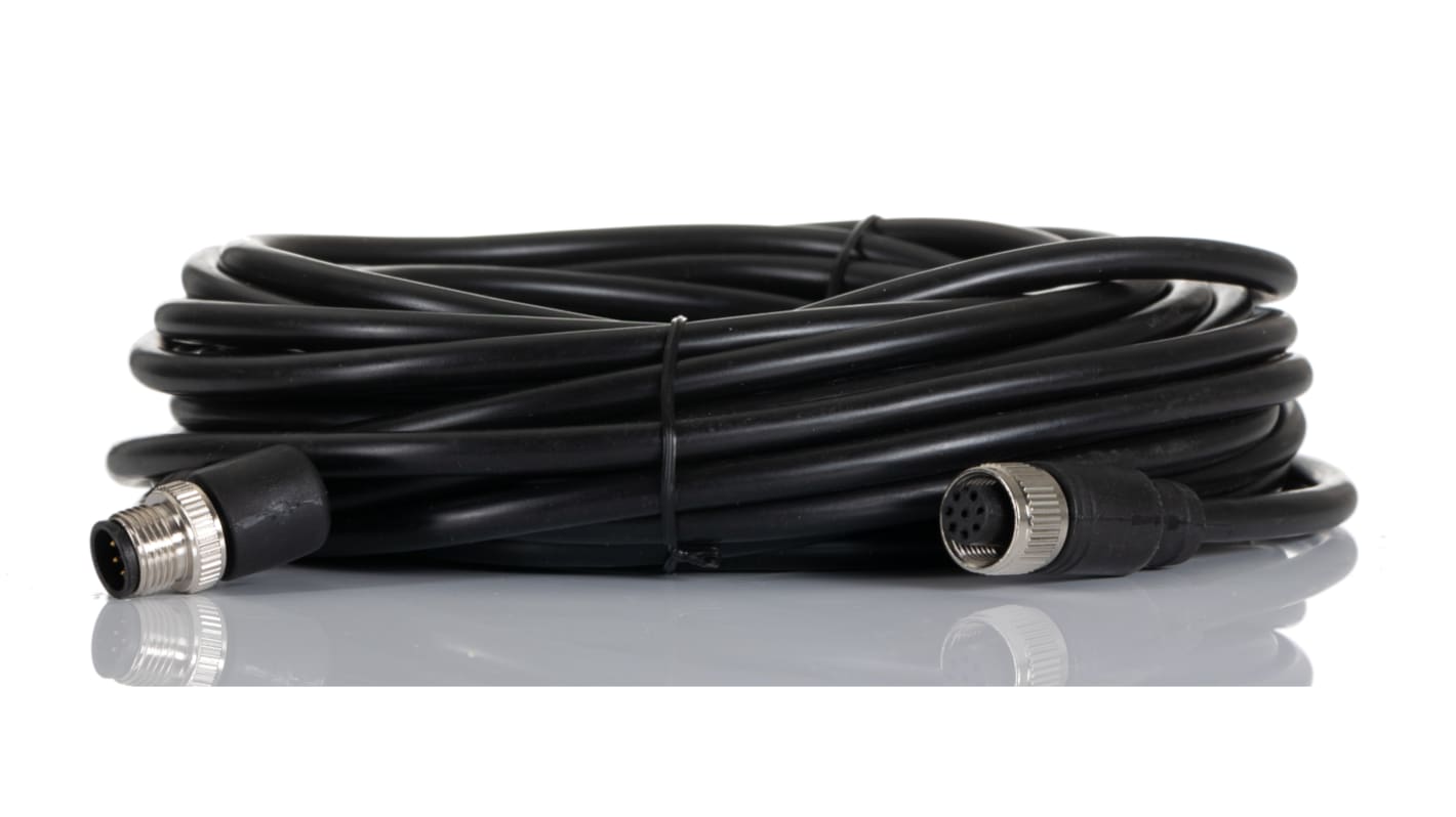 Cable de conexión RS PRO, con. A M12 Hembra, con. B M12 Macho, cod.: A, long. 10m, 30 V, 2 A, IP67