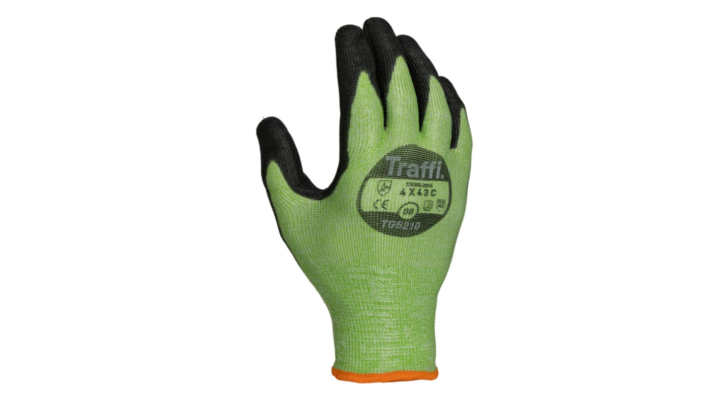 TG521008 Traffi Green Cut Resistant Cut Resistant Gloves, Size 8, Polyurethane Coating RS