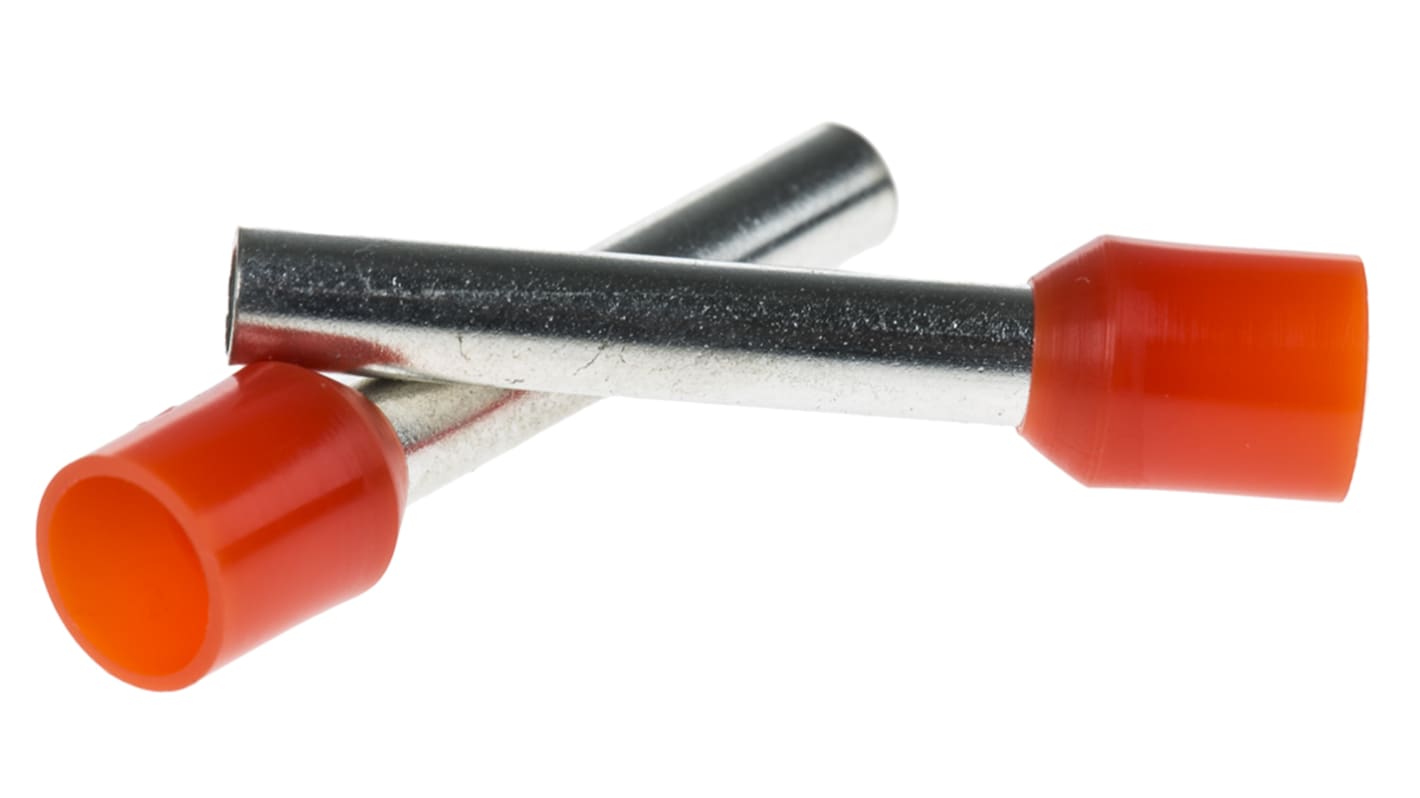 RS PRO Aderendhülsen bis 4mm², Stift ø 3.2mm, Orange, Nylon, 18mm, 26mm, Isoliert, 12AWG max.