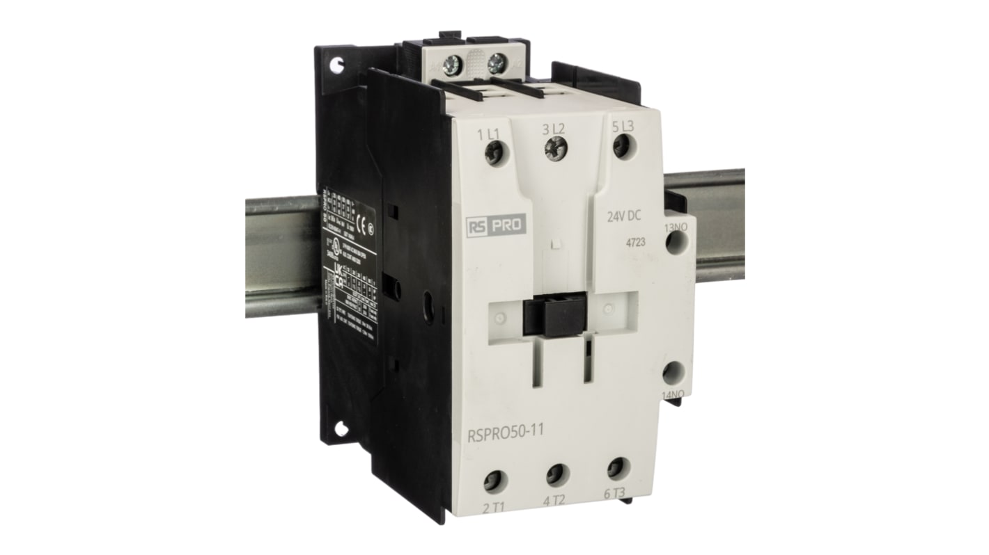 RS PRO Contactor, 24 V Coil, 3-Pole, 50 A, 22 kW, 1NO | RS