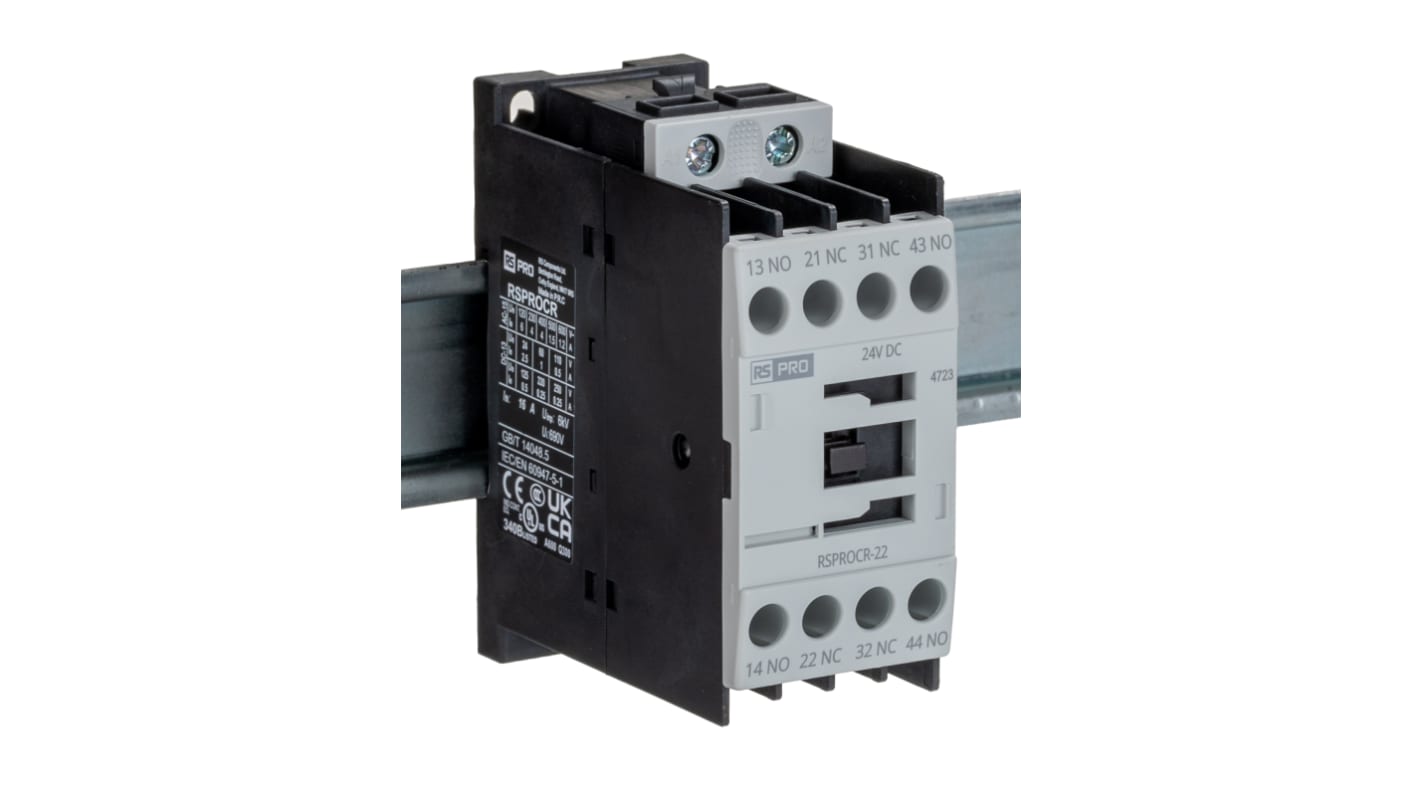 RS PRO RSPROCR-22 Contactor, 24 V Coil, 1-Pole, 4 A, 2NO/2NC