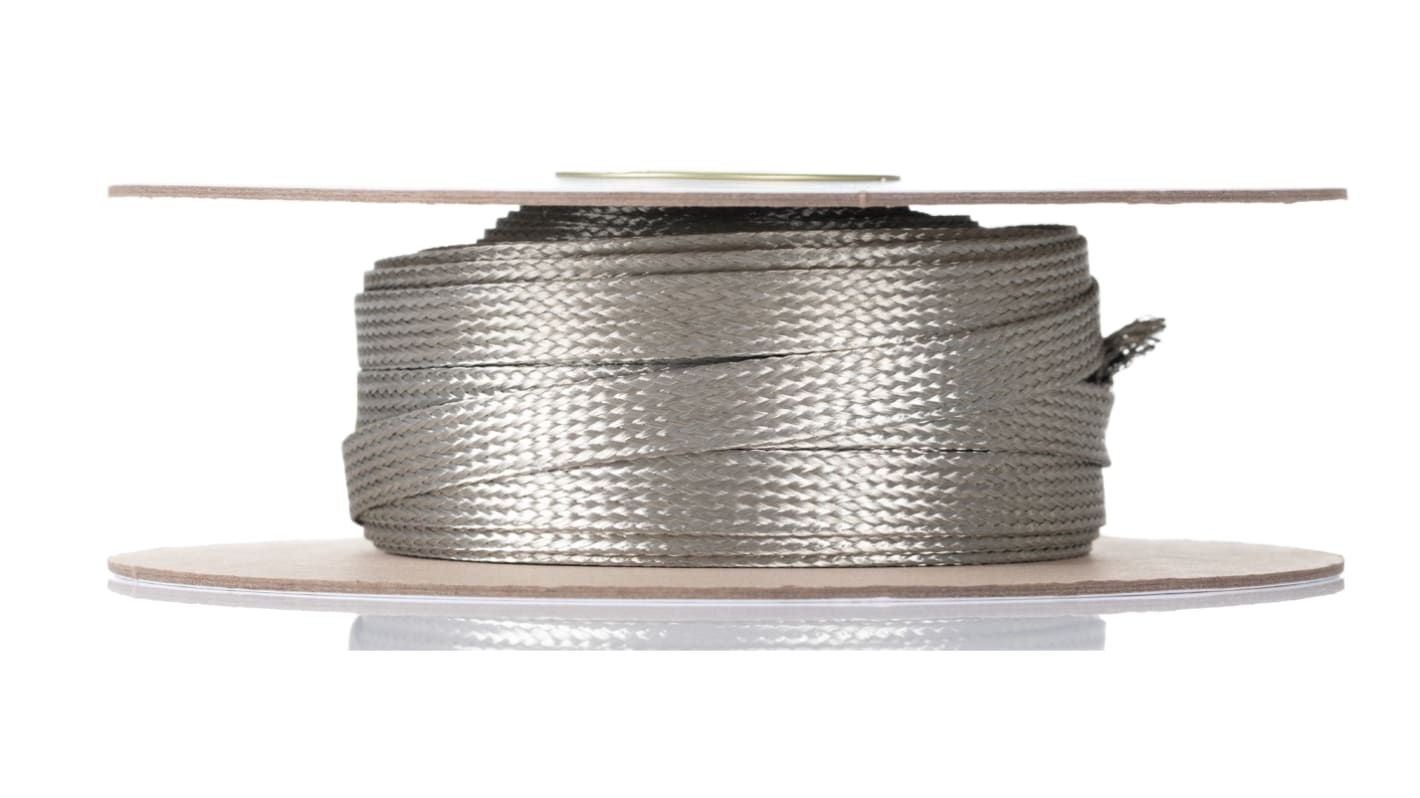 RS PRO Expandable Braided Tinned Copper Metallic Cable Sleeve, 19.84mm Diameter, 30m Length