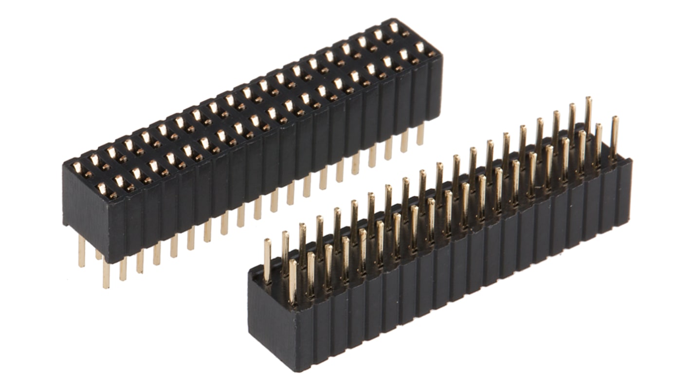 RS PRO PCB aljzat 1.27mm 40 érintkezős, 2 soros , Egyenes, Átmenő furat, Aljzatsor