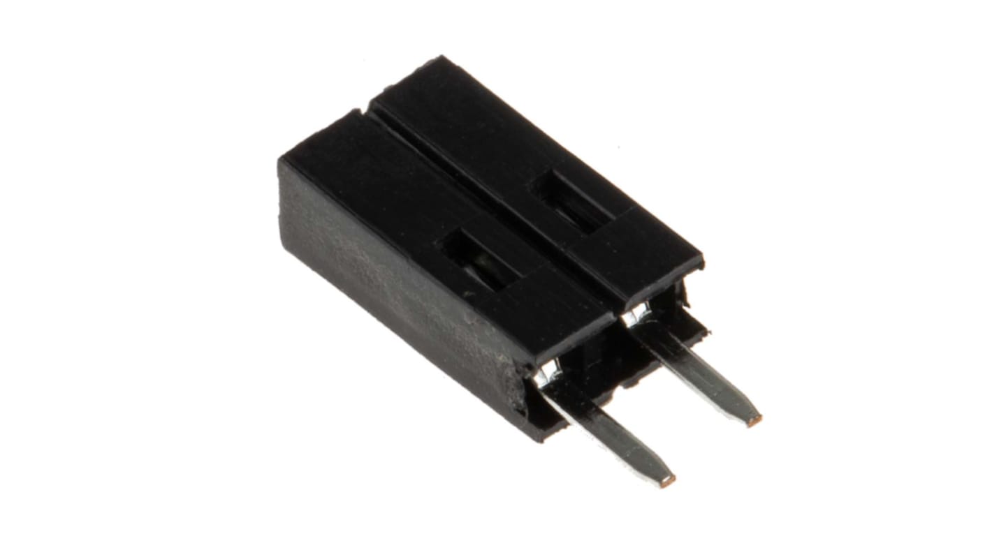 Conector hembra para PCB RS PRO, de 2 vías en 1 fila, paso 2.54mm, 12A, Montaje en orificio pasante, para soldar