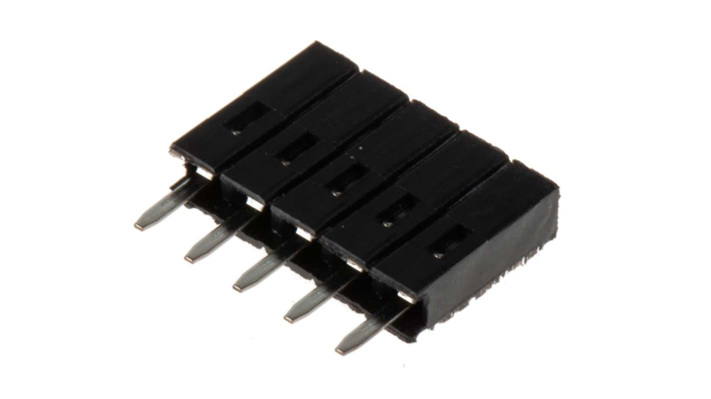 Conector hembra para PCB RS PRO, de 5 vías en 1 fila, paso 2.54mm, 12A, Montaje en orificio pasante, para soldar