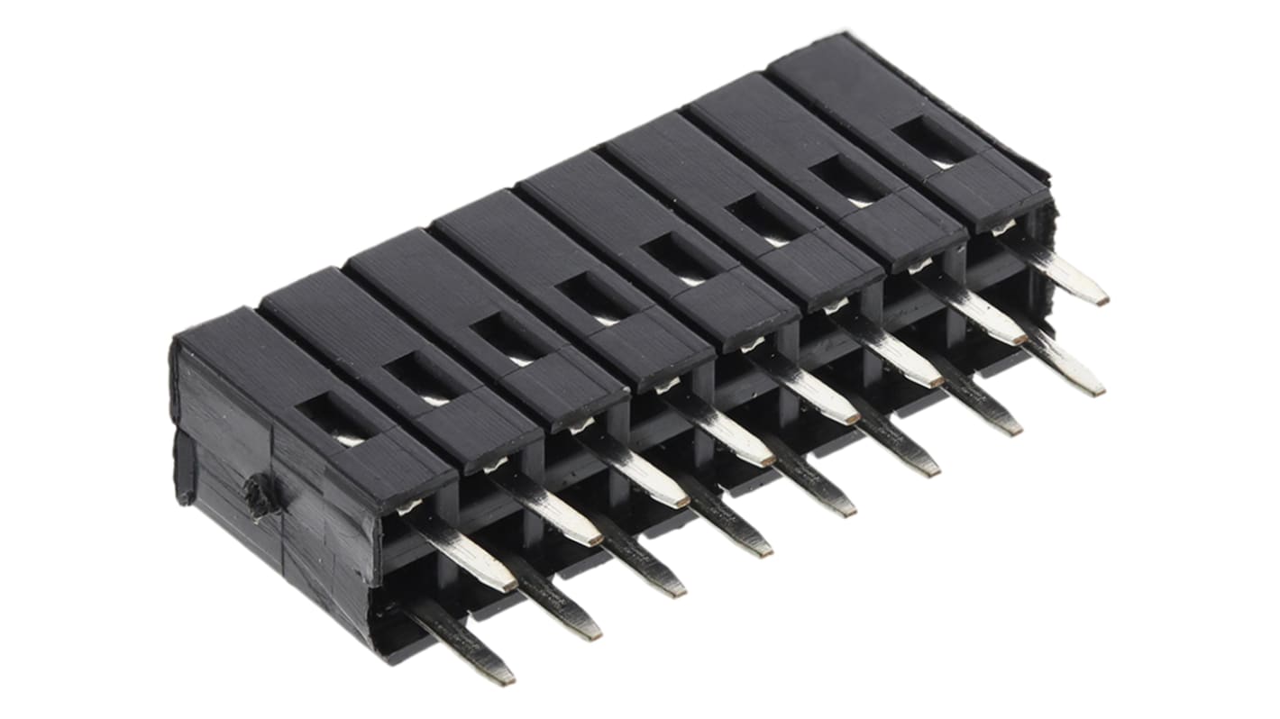 Conector hembra para PCB RS PRO, de 16 vías en 2 filas, paso 2.54mm, 12A, Montaje en orificio pasante, para soldar