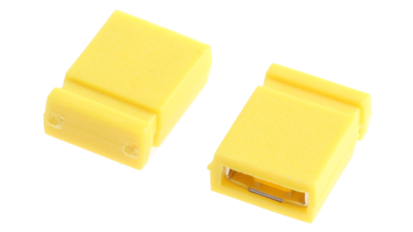 RS PRO Shorting Link Female Straight Yellow Closed Top 2 Way 1 Row 2.54mm Pitch