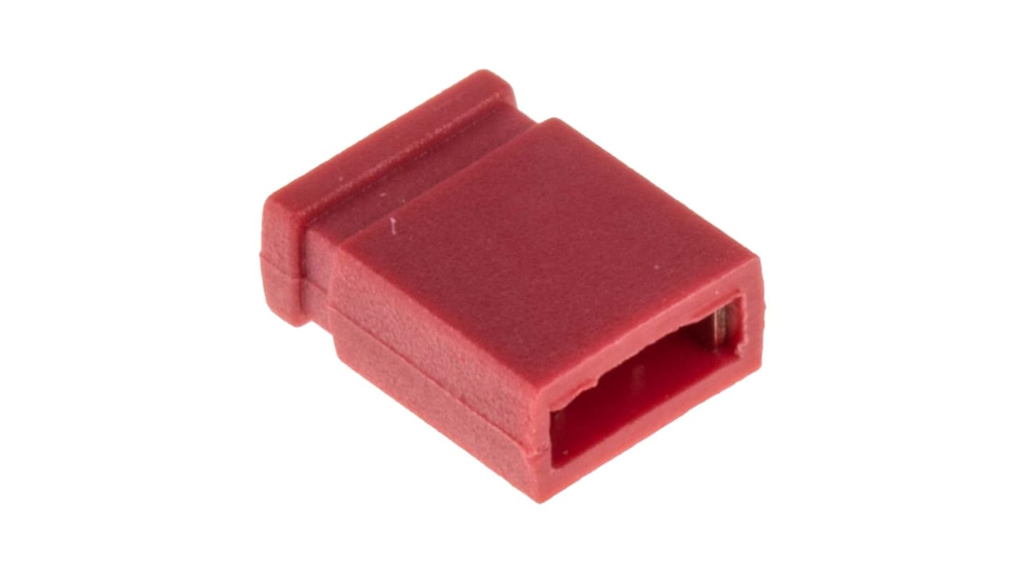 RS PRO Buchse Rot Kurzschlussbrücke 2-polig, Raster 2.54mm, Länge 4.98mm, Oben geschlossen