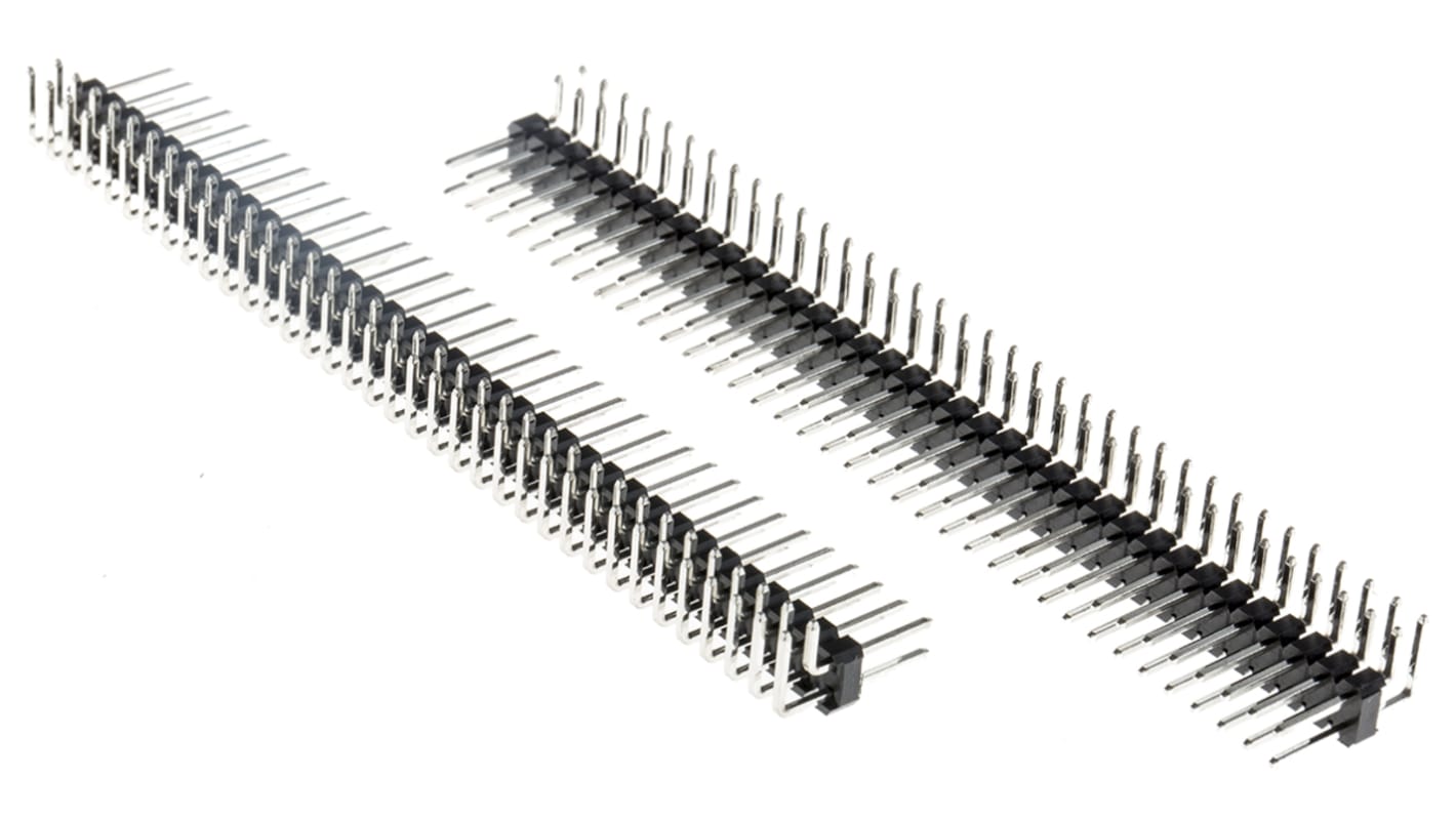 RS PRO Stiftleiste gewinkelt, 72-polig / 2-reihig, Raster 2.54mm, Lötanschluss-Anschluss, 1.0A, Nicht ummantelt