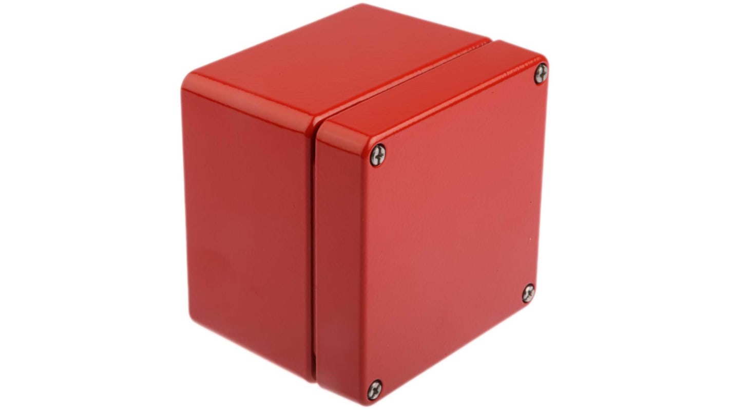 Rose Aluminium Standard Series Red Die Cast Aluminium Enclosure, IP66, Red Lid, 100 x 100 x 81mm