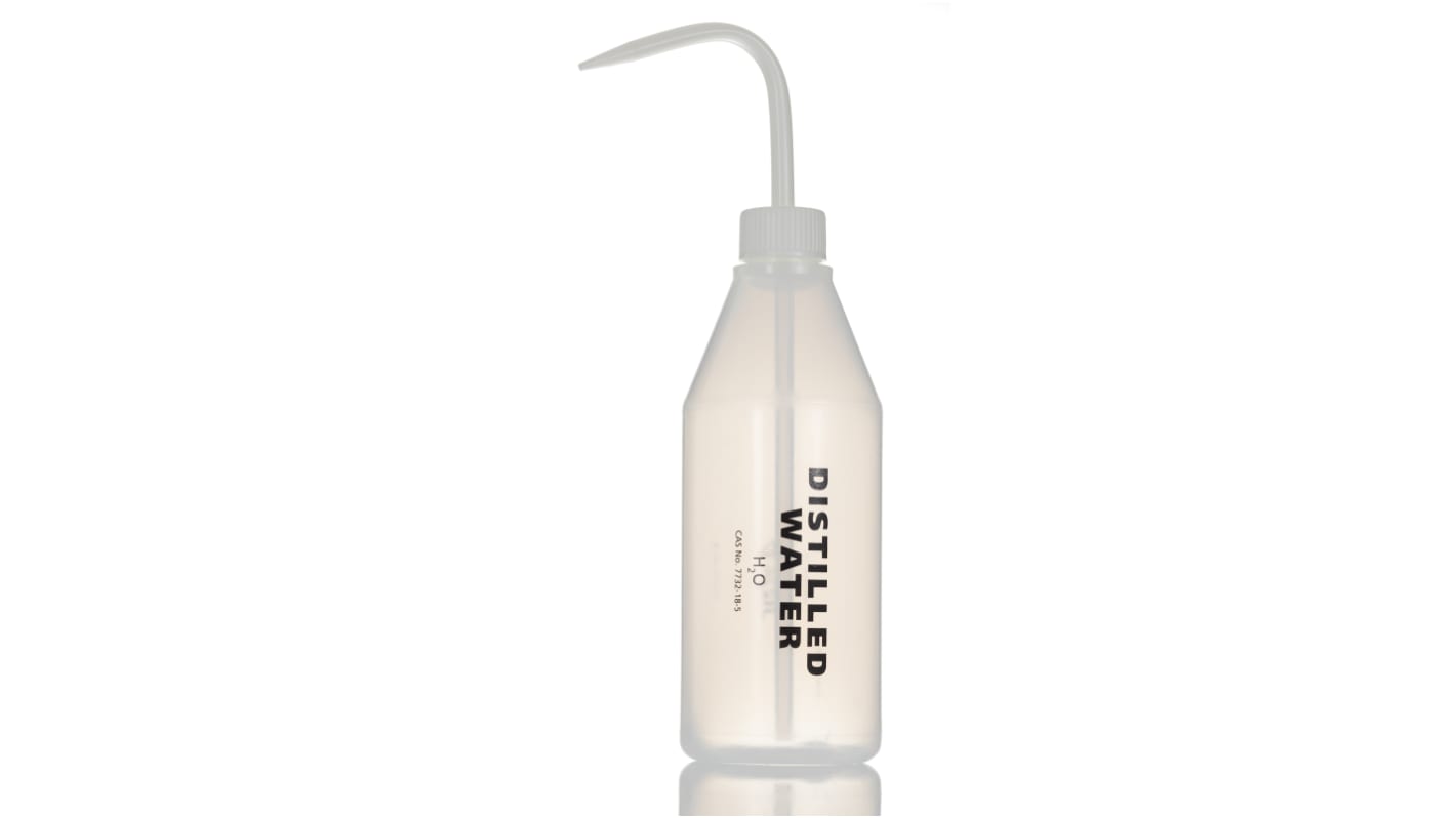 Bouteille de laboratoire RS PRO bouchon Blanc Non, 500ml, en Polyéthylène basse densité, à Col étroit