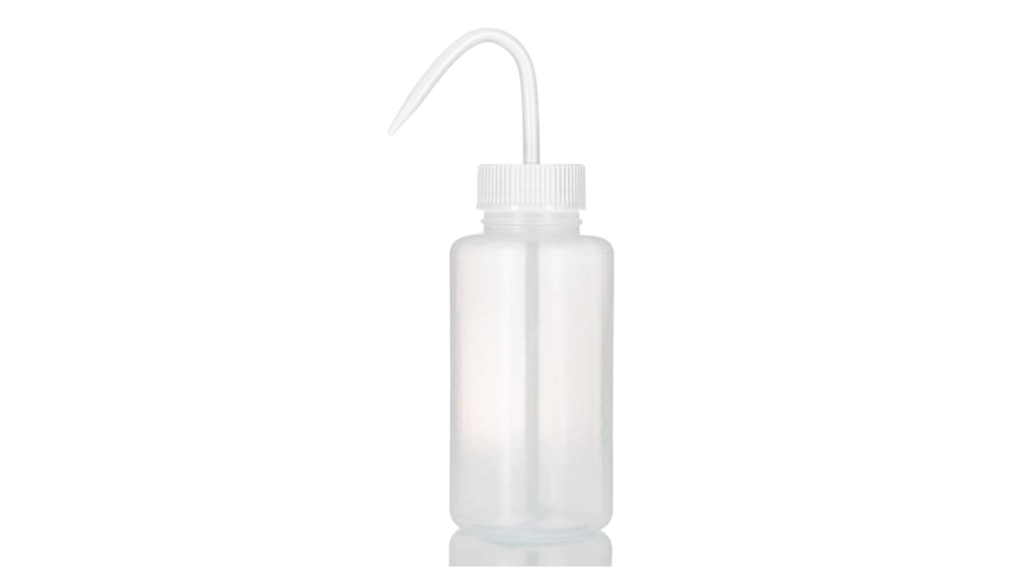 Bouteille de laboratoire RS PRO bouchon Blanc Non, 1L, en Polyéthylène basse densité, à Col Large