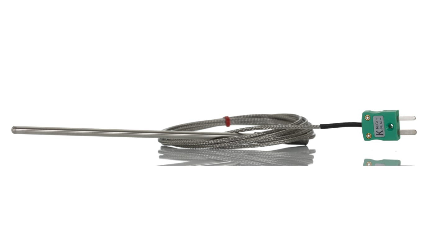 Thermocouple à usage intensif RS PRO type K Ø 4.5mm, L 150mm, +350°C max à Fiche mâle miniature