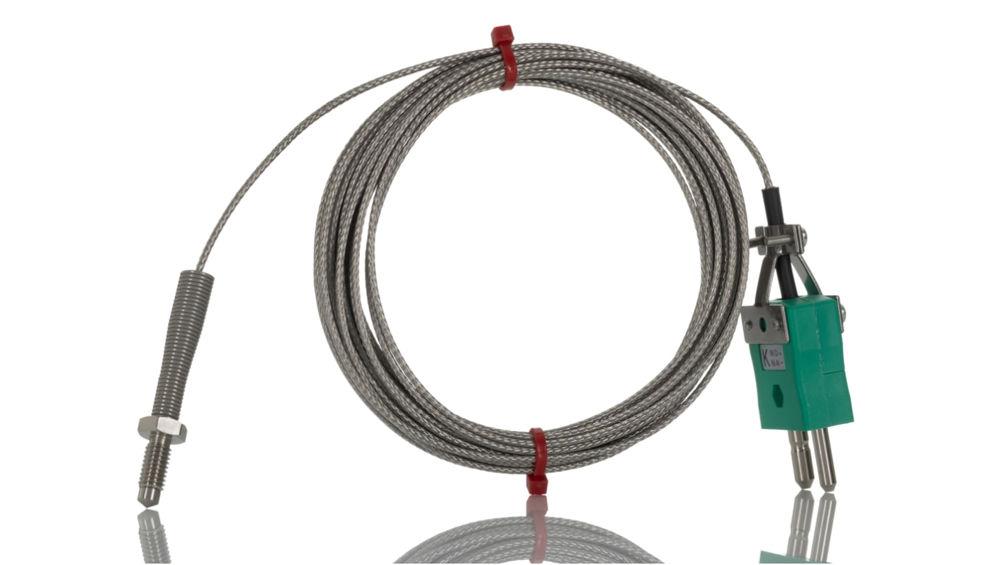 Thermocouple pour buse RS PRO type K Ø M6 x 1mm, L 5m, +350°C max à Fiche mâle standard