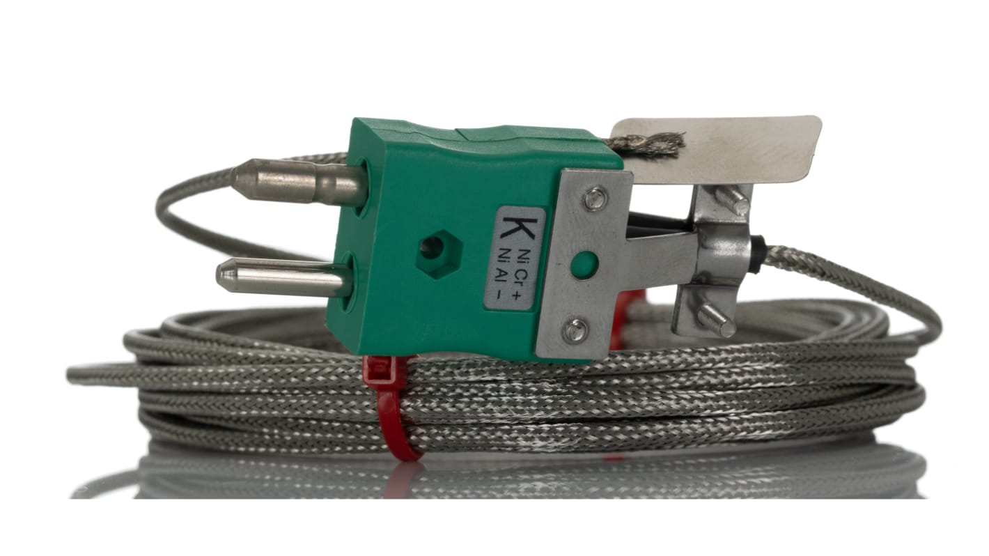 Thermocouple feuille RS PRO type K Ø 13mm, L 5m, +350°C max à Fiche mâle standard