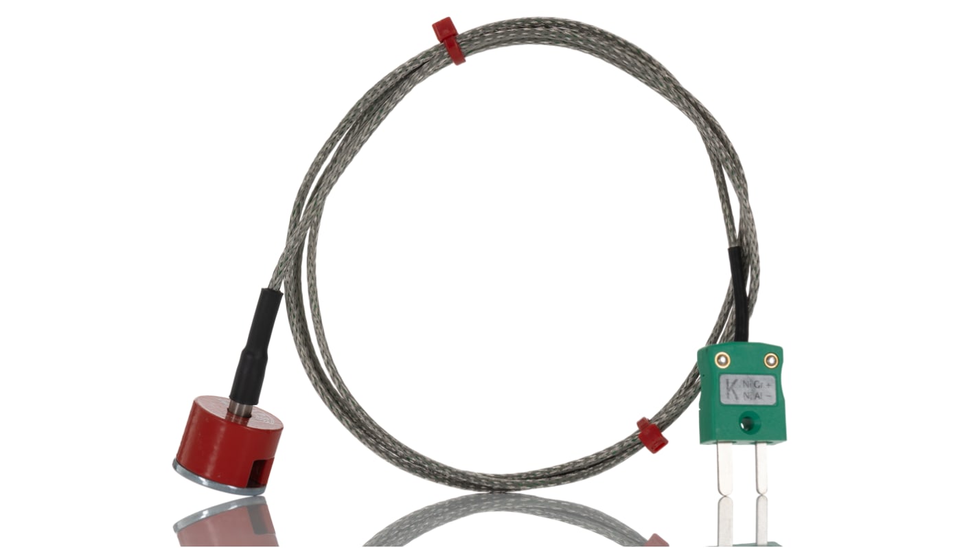 Thermocouple avec bouton magnétique RS PRO type K, L 1m, +250°C max à Fiche mâle miniature