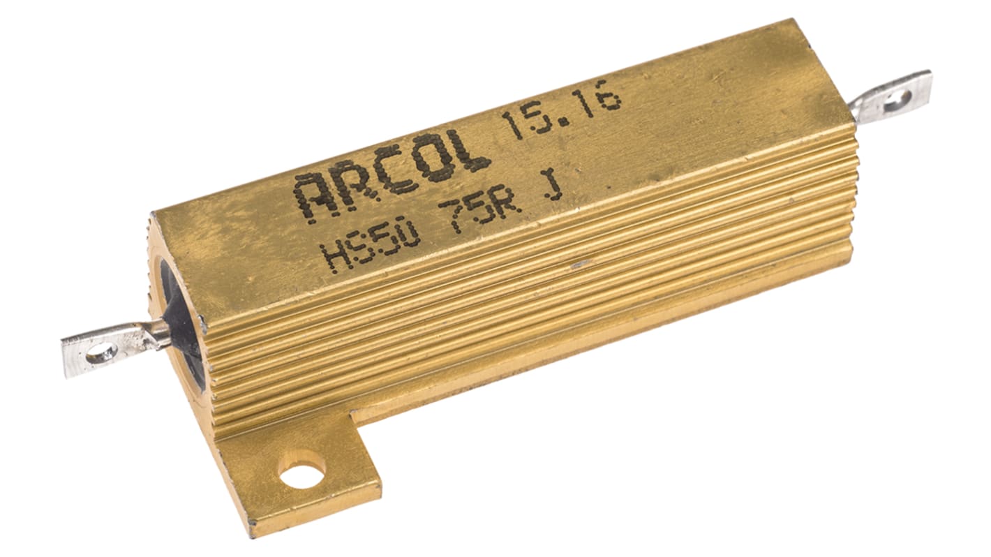 Arcol シャーシ取り付け抵抗器,50W,75Ω,±5%